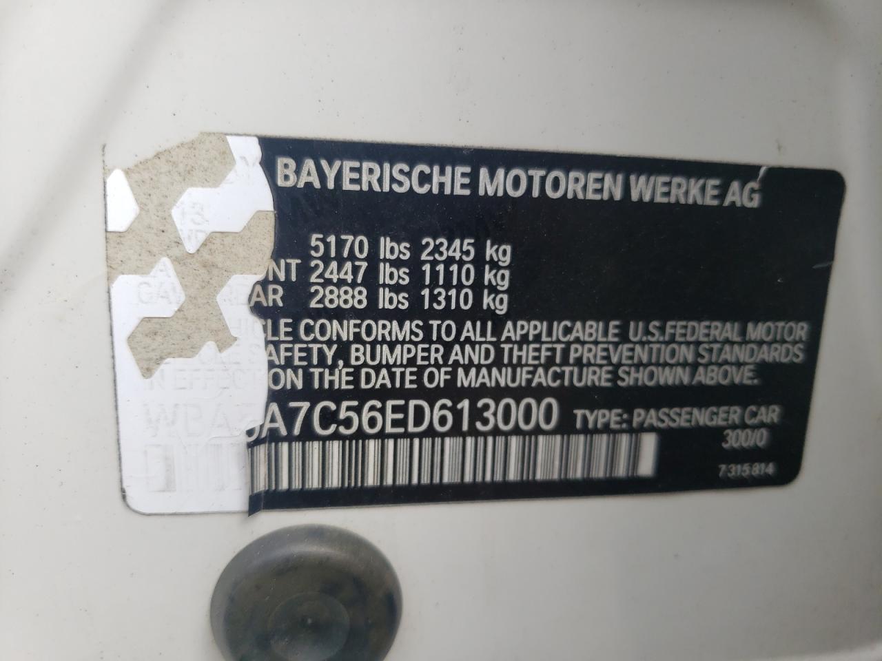 Photo 11 VIN: WBA5A7C56ED613000 - BMW 5ER 