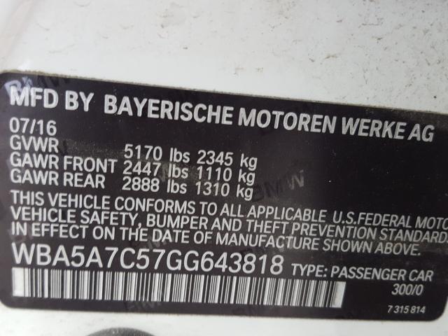 Photo 9 VIN: WBA5A7C57GG643818 - BMW 528 XI 