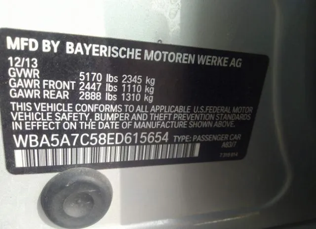 Photo 8 VIN: WBA5A7C58ED615654 - BMW 5 SERIES 