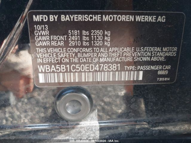 Photo 8 VIN: WBA5B1C50ED478381 - BMW 535I 