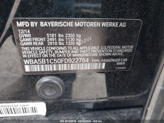 Photo 8 VIN: WBA5B1C50FD922764 - BMW 535I 