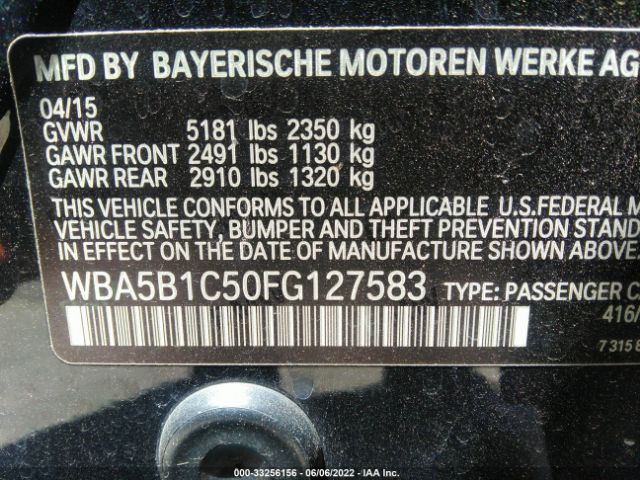 Photo 8 VIN: WBA5B1C50FG127583 - BMW 5 SERIES 