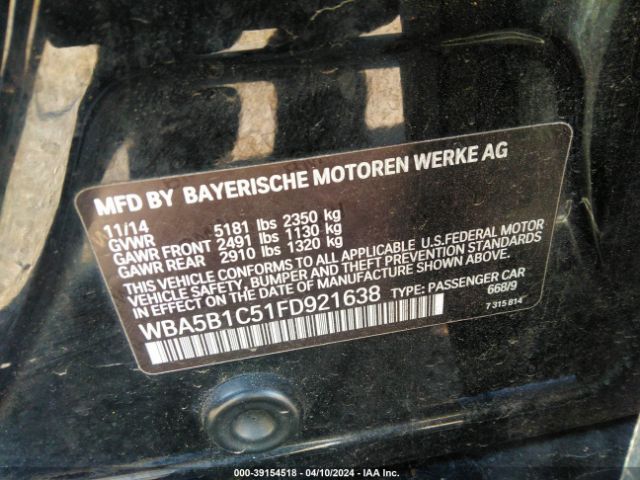 Photo 8 VIN: WBA5B1C51FD921638 - BMW 535I 