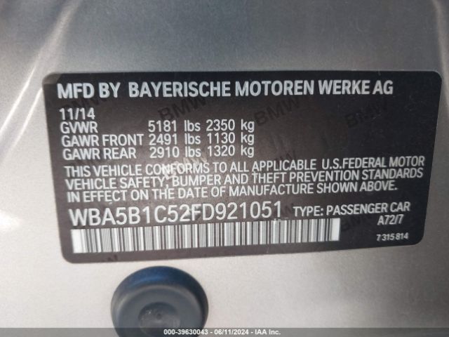 Photo 8 VIN: WBA5B1C52FD921051 - BMW 535I 