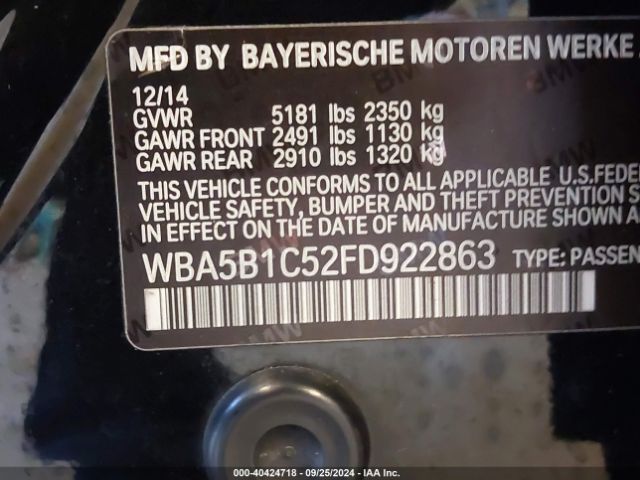 Photo 8 VIN: WBA5B1C52FD922863 - BMW 535I 