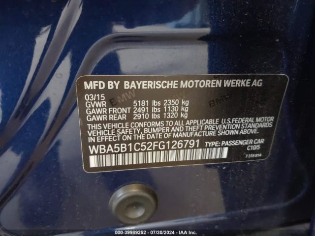 Photo 8 VIN: WBA5B1C52FG126791 - BMW 535I 