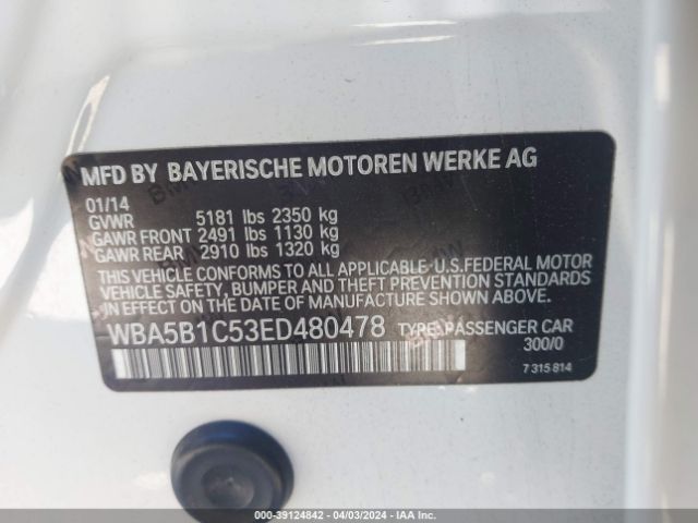 Photo 8 VIN: WBA5B1C53ED480478 - BMW 535I 