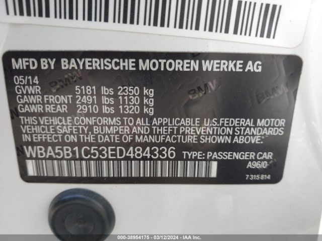 Photo 8 VIN: WBA5B1C53ED484336 - BMW 535I 