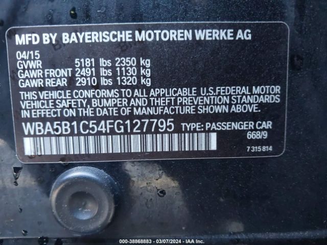 Photo 8 VIN: WBA5B1C54FG127795 - BMW 535I 