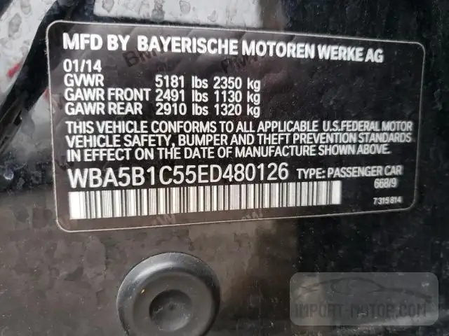 Photo 11 VIN: WBA5B1C55ED480126 - BMW 5ER 