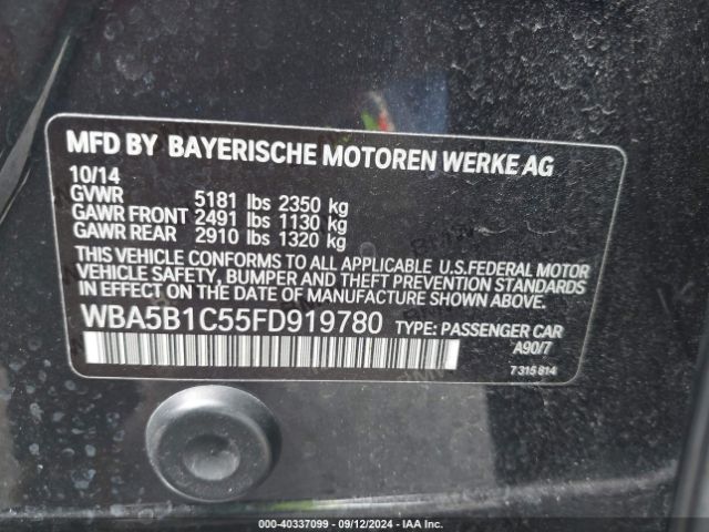 Photo 8 VIN: WBA5B1C55FD919780 - BMW 535I 