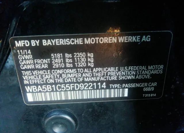 Photo 8 VIN: WBA5B1C55FD922114 - BMW 5 SERIES 