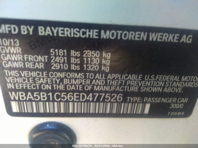 Photo 8 VIN: WBA5B1C56ED477526 - BMW 535I 