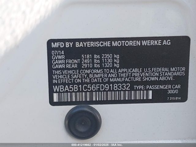 Photo 8 VIN: WBA5B1C56FD918332 - BMW 535I 