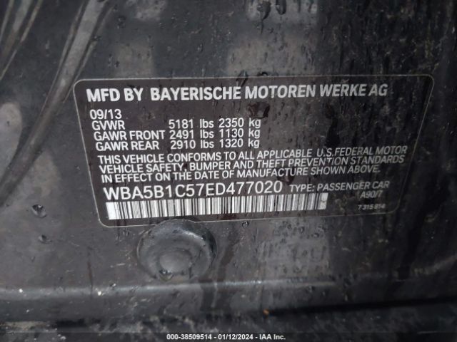 Photo 8 VIN: WBA5B1C57ED477020 - BMW 5 SERIES 