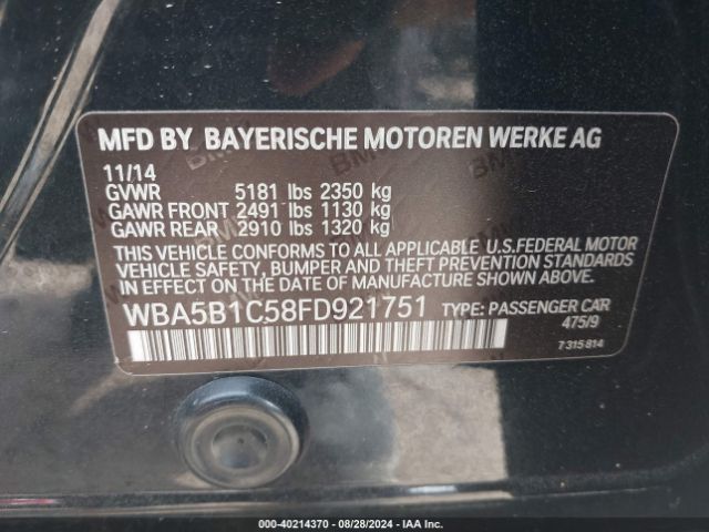 Photo 8 VIN: WBA5B1C58FD921751 - BMW 535I 