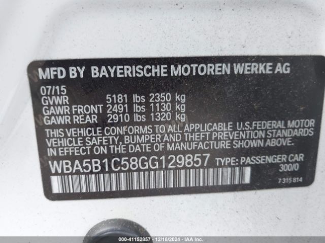 Photo 8 VIN: WBA5B1C58GG129857 - BMW 535I 