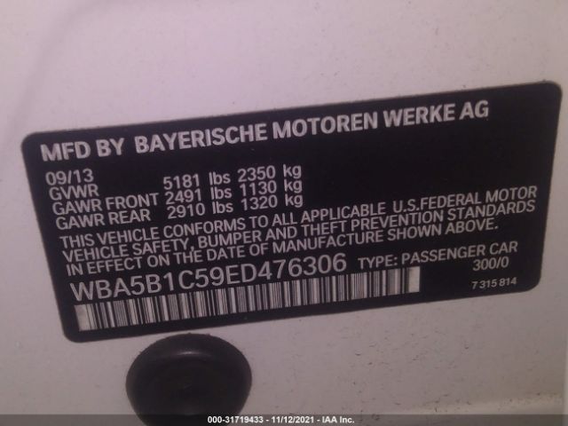 Photo 8 VIN: WBA5B1C59ED476306 - BMW 5 