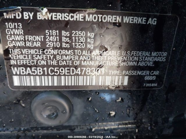 Photo 8 VIN: WBA5B1C59ED478301 - BMW 535I 