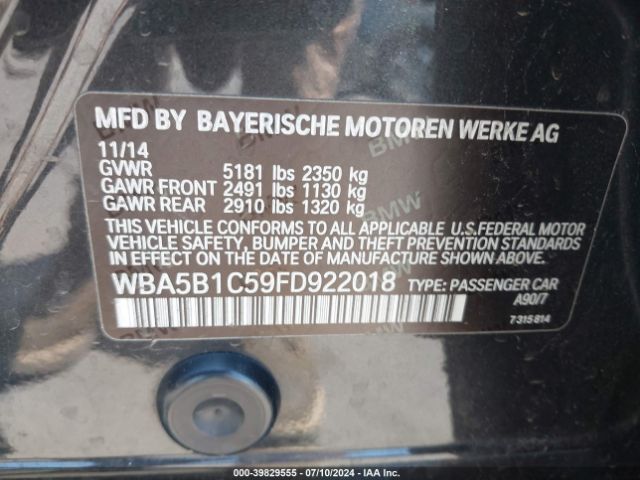 Photo 8 VIN: WBA5B1C59FD922018 - BMW 535I 