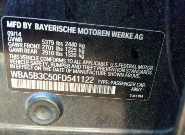 Photo 8 VIN: WBA5B3C50FD541122 - BMW 5 SERIES 