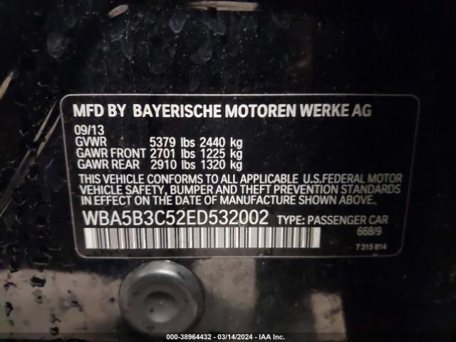 Photo 8 VIN: WBA5B3C52ED532002 - BMW 535I 