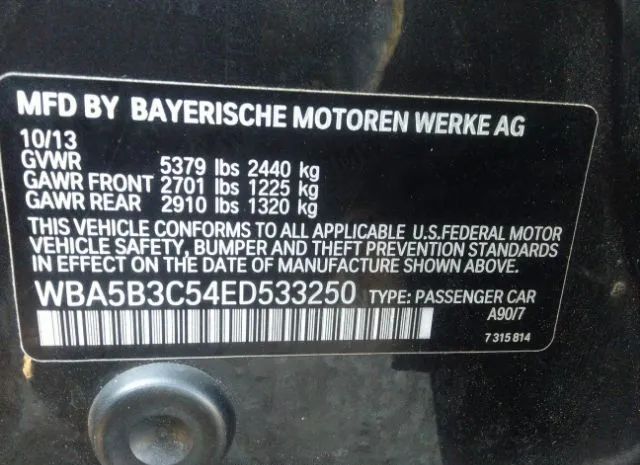 Photo 8 VIN: WBA5B3C54ED533250 - BMW 5 SERIES 