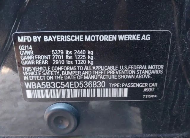 Photo 8 VIN: WBA5B3C54ED536830 - BMW 535I 