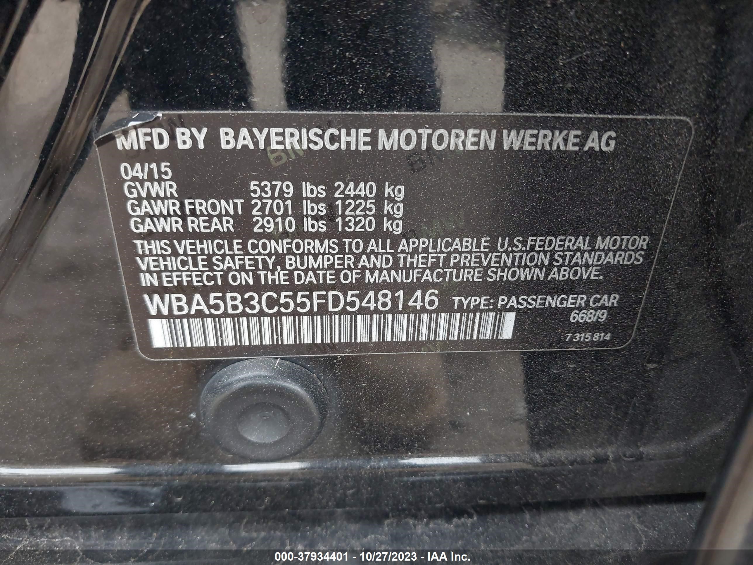 Photo 8 VIN: WBA5B3C55FD548146 - BMW 5ER 