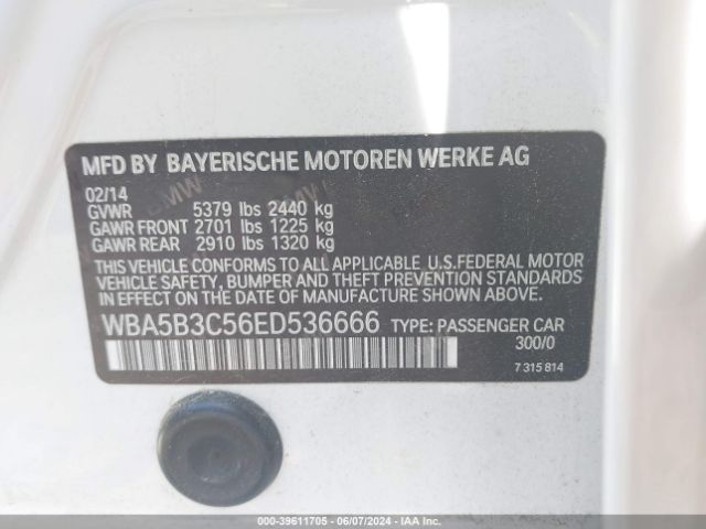 Photo 8 VIN: WBA5B3C56ED536666 - BMW 535I 