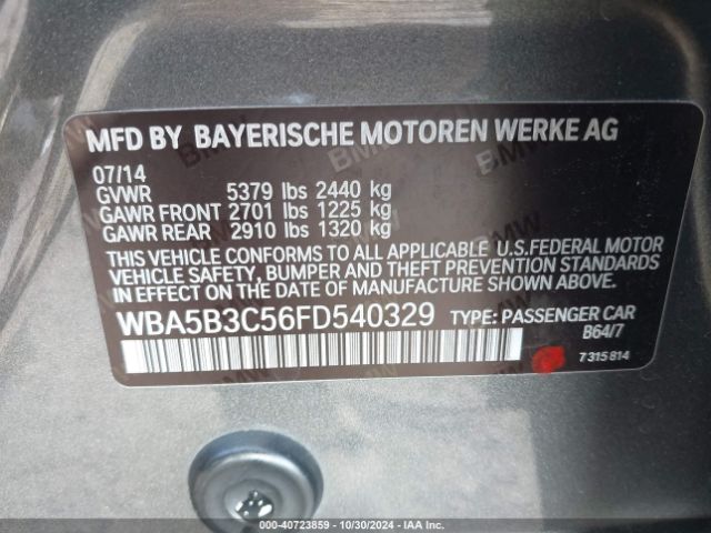 Photo 8 VIN: WBA5B3C56FD540329 - BMW 535I 