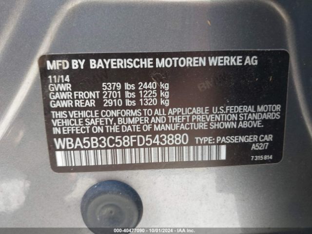 Photo 8 VIN: WBA5B3C58FD543880 - BMW 535I 