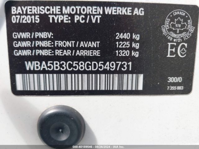 Photo 8 VIN: WBA5B3C58GD549731 - BMW 535I 