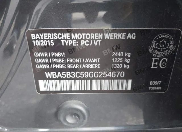 Photo 8 VIN: WBA5B3C59GG254670 - BMW 5 SERIES 