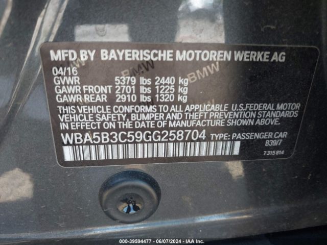 Photo 8 VIN: WBA5B3C59GG258704 - BMW 535I 