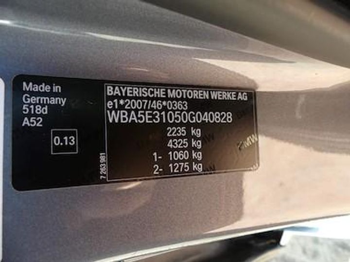 Photo 12 VIN: WBA5E31050G040828 - BMW 5 DIESEL - 2013 