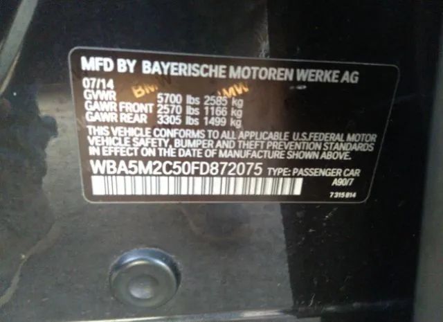 Photo 8 VIN: WBA5M2C50FD872075 - BMW 5 SERIES GT 