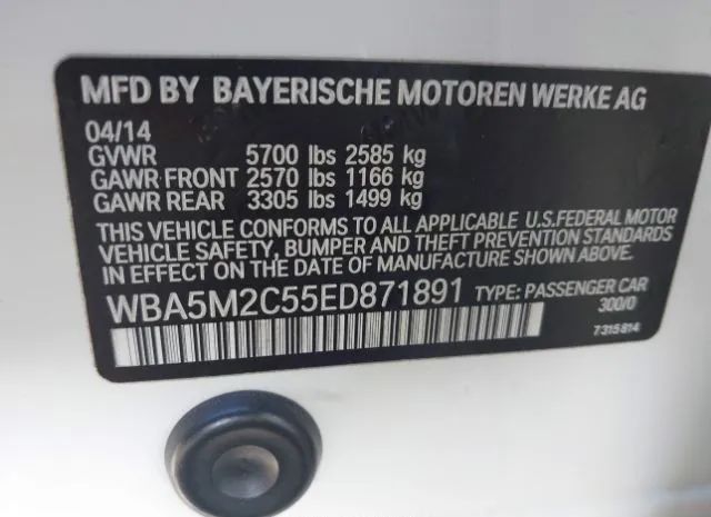 Photo 8 VIN: WBA5M2C55ED871891 - BMW 5 SERIES GRAN TURISMO 