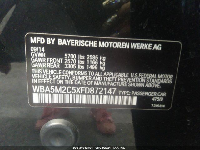 Photo 8 VIN: WBA5M2C5XFD872147 - BMW 535I GT 