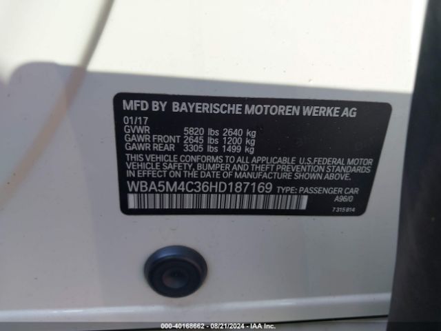 Photo 8 VIN: WBA5M4C36HD187169 - BMW 535I 