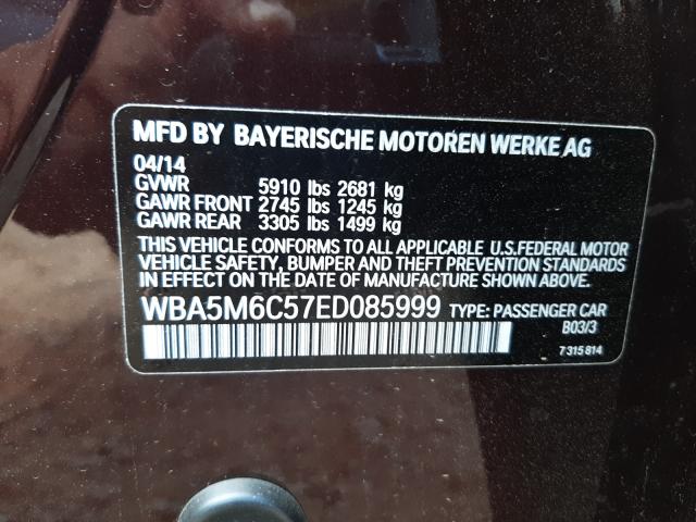 Photo 9 VIN: WBA5M6C57ED085999 - BMW 550 IGT 