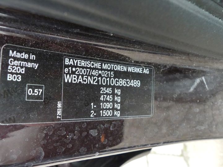 Photo 5 VIN: WBA5N21010G863489 - BMW BMW 5 SERIES 