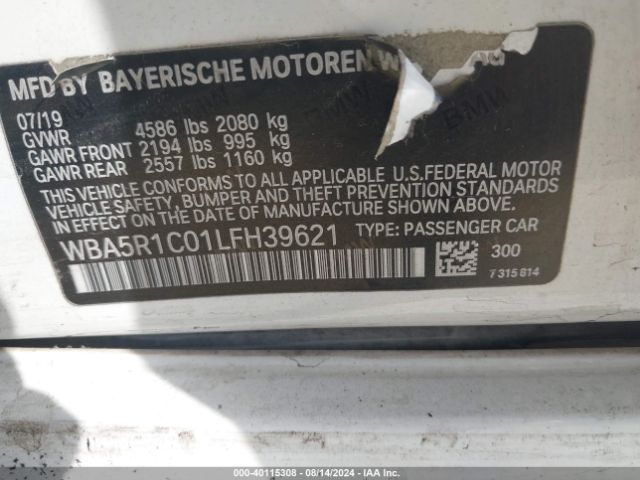 Photo 8 VIN: WBA5R1C01LFH39621 - BMW 330I 