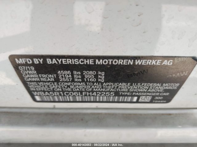 Photo 8 VIN: WBA5R1C06LFH42255 - BMW 330I 