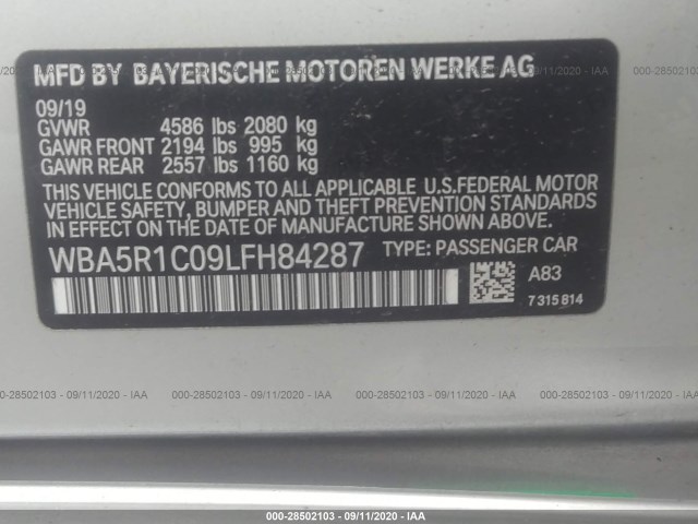 Photo 8 VIN: WBA5R1C09LFH84287 - BMW 3 