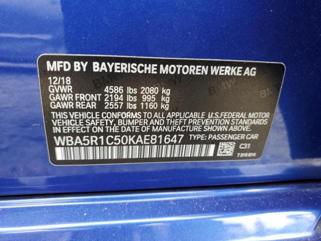 Photo 11 VIN: WBA5R1C50KAE81647 - BMW 3 SERIES 