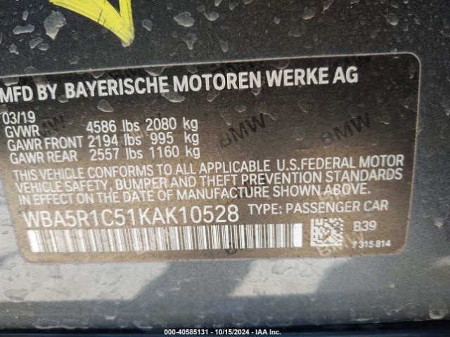 Photo 8 VIN: WBA5R1C51KAK10528 - BMW 330I 