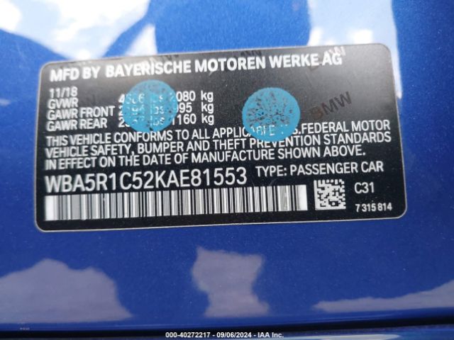 Photo 8 VIN: WBA5R1C52KAE81553 - BMW 330I 