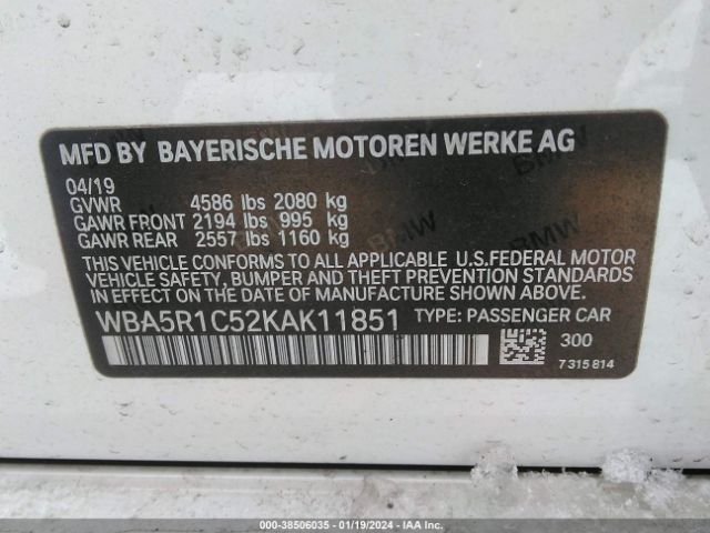 Photo 8 VIN: WBA5R1C52KAK11851 - BMW 330I 