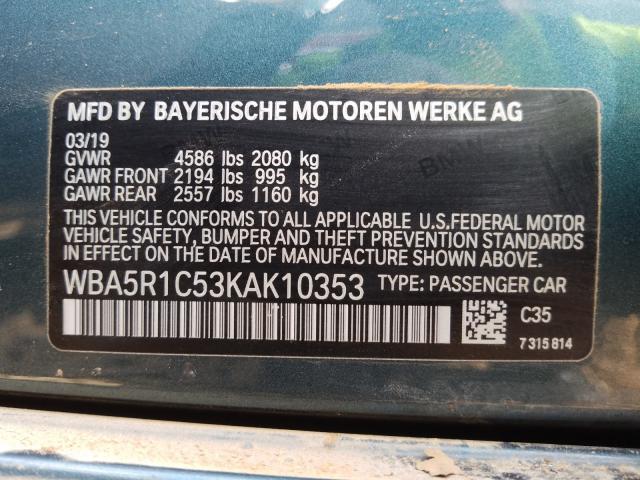 Photo 9 VIN: WBA5R1C53KAK10353 - BMW 330I 